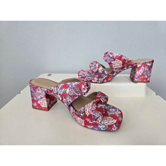 Copper Key Floral Block Heels Size 9 Retro Bow Knot Platform Sandals Electric - Picture 2 of 8